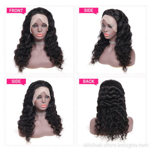 High Density 13*4 13*6 Transparent HD Front Lace Human Hair Brazilian Wigs Full Wig Human Hair Brazillian Hair Virgin Loose Wave